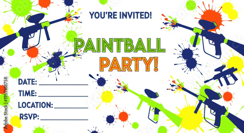 Paintball Party Invitation - Fun Action Game Splatter Design