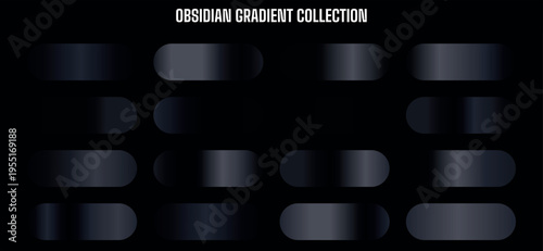 Obsidian Gradient Collection Vector Set: Dark Gray and Black Modern Abstract Background Elements
