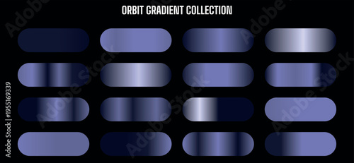 Orbit Gradient Collection Vector Swatches Set with 16 Dark Blue and Purple Color Palettes