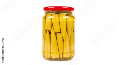 Preserved Yellow Corn Kernels in a Glass Jar with a Red Lid