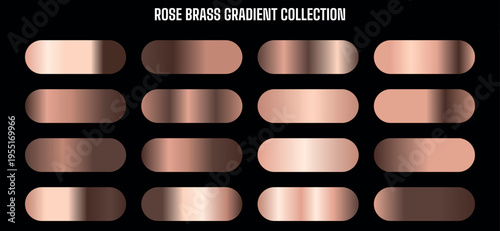 Rose Brass Gradient Collection Vector Swatches for Metallic Backgrounds and UI Elements