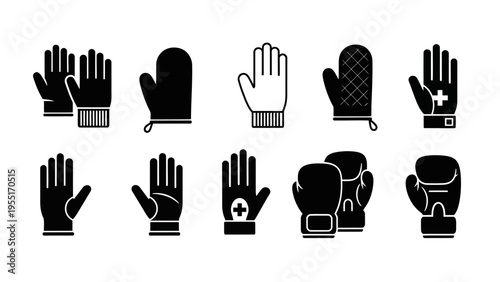 Collection of various hand and glove icons.