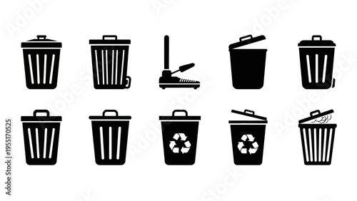 Collection of trash cans and recycling bins.