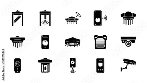 Collection of various security camera icons.