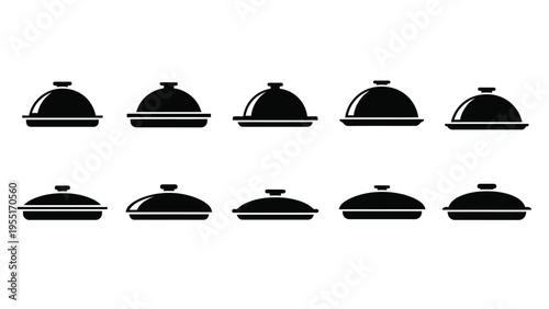 black and white cloche dish icons.