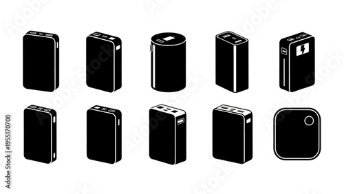 Collection of various battery icons.