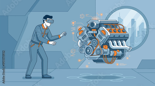 Man wearing virtual reality headset.