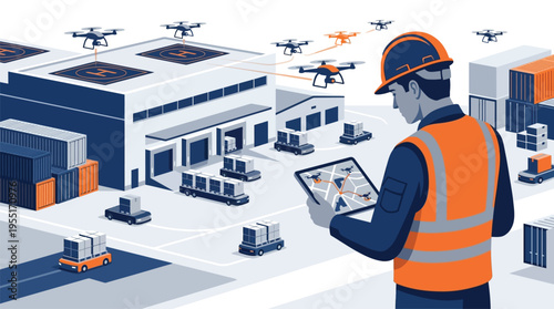 Man in orange safety vest and hard hat.