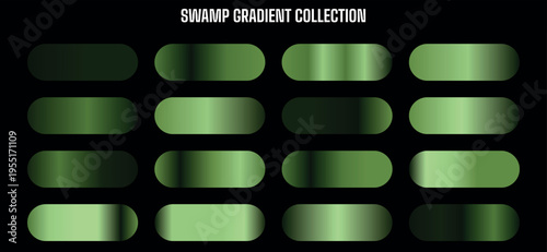 Swamp Gradient Collection Vector Set of 16 Green Color Palettes for Modern Design