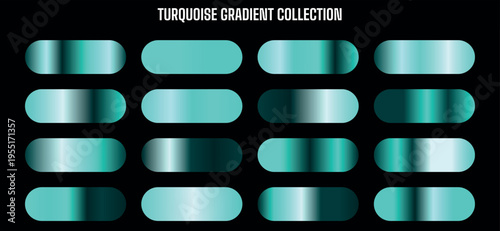 Set of 12 Turquoise Gradient Vector Swatches for Modern Design and UI Elements