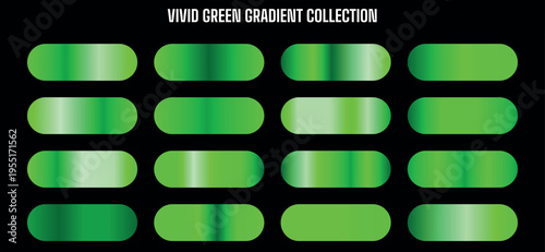 Vivid Green Gradient Collection Vector Swatches Set for Modern UI Design and Backgrounds