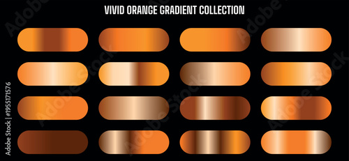 Vivid Orange Gradient Collection Vector Set of 16 Modern Color Swatches for Design Elements
