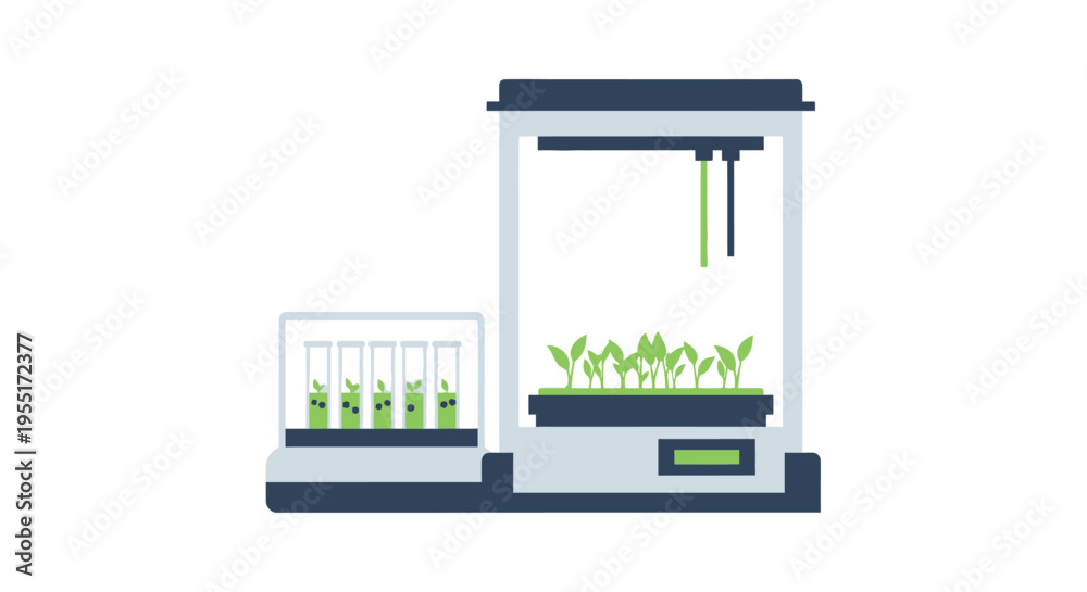 Obraz premium Modern plant cultivation technology illustration for scientific research and agricultural innovation