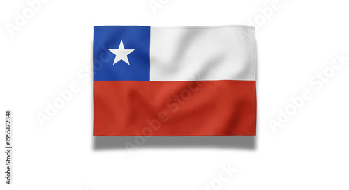 Free Download Waving Chile national flag with white star in blue canton. - GFXLoad