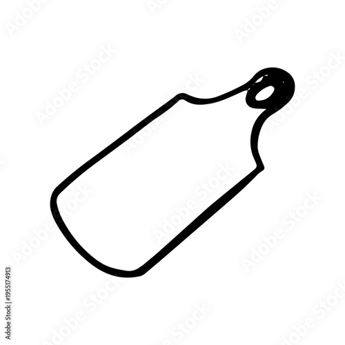 Hand drawn vector illustration of a wooden cutting board. Kitchen chopping board doodle isolated on white background