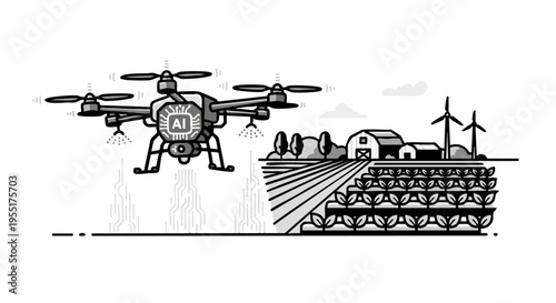 AI Drone Technology for Modern Agricultural Farming.