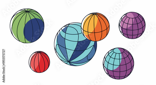 Colorful Striped and Patterned Balls Collection.