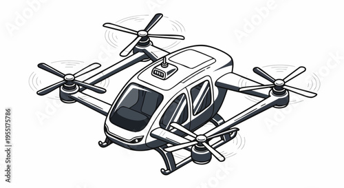 Illustration of a futuristic air taxi concept for urban mobility.