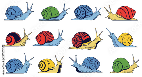 Colorful Snails Collection - Cute Cartoon Animals with Shells