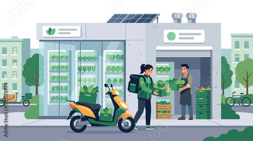 Delivery Rider on Scooter with Boxes.