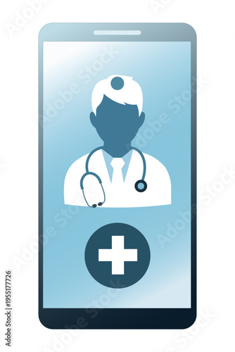 Digital healthcare consultation with doctor icon on smartphone screen