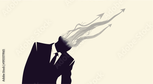 Businessman with arrows exploding from head