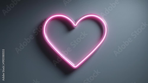 Glowing heart outline icon on plain background designed for minimalistic art and modern decor purposes