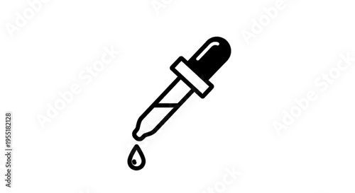 Vector illustration of dropper icon with liquid drop, medical or laboratory pipette symbol