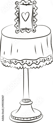 Wedding Pedestal Table With Frame Vintage Sketch