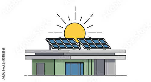 Solar Panels on a House Roof.