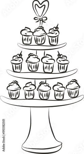 Cupcake Tower Wedding Stand Sketch