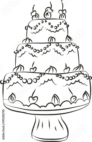 Wedding Cake On Stand Sketch