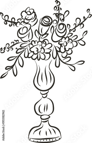 Bouquet In Vase Sketch