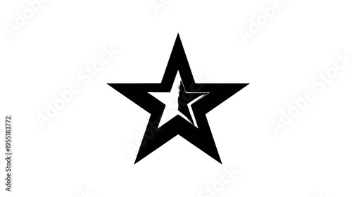 A black, five-pointed star shape with a white inner star, with a stylized broken segment