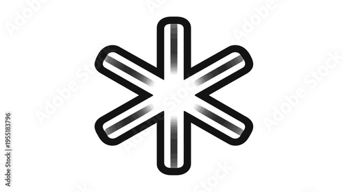 Graphic with a stylized six-pointed shape featuring thick black outlines and subtle shading