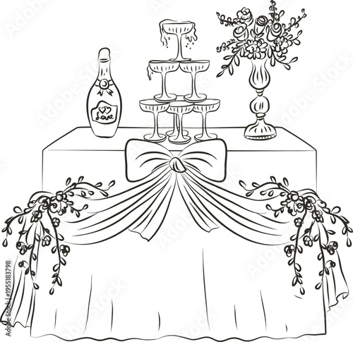 Wedding Table Celebration Vintage Sketch