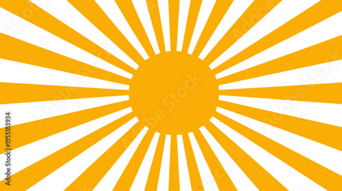 A graphic illustration with a central yellow disc radiating bright, golden rays against a white backdrop