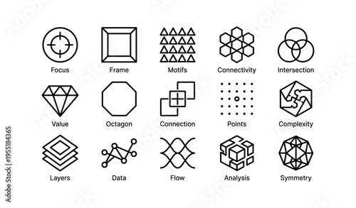 Geometric designs and patterns: focus connectivity and symmetry