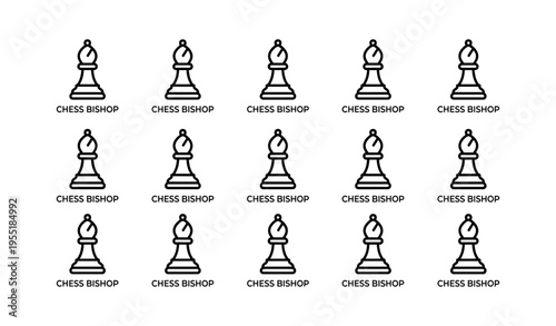 Repeated chess bishop icon pattern on white background