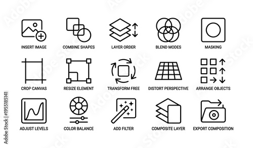 Vector icons for image editing tools and techniques