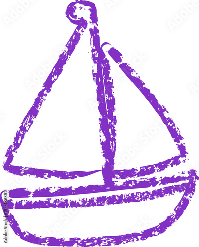 Sailboat Sketch Crayon Doodle