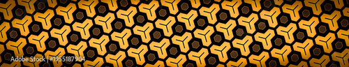 Wallpaper Mural Abstract geometric pattern with yellow interlocking shapes and dark hexagonal elements Torontodigital.ca