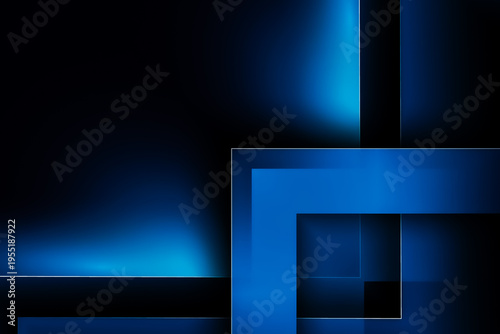 Wallpaper Mural Modern background illustration with overlapping blue geometric frames and glowing light effects on a dark backdrop for technology design Torontodigital.ca