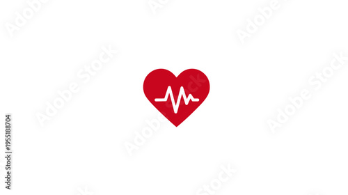 A red heart symbol with white heartbeat lines on a white background, suggesting life and health