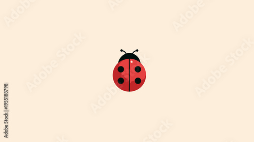 A simple, cartoon illustration of a ladybug on a solid off-white background