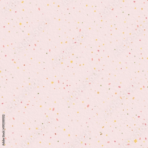 Seamless watercolor pattern with colorful paint splatter on soft blush textured background