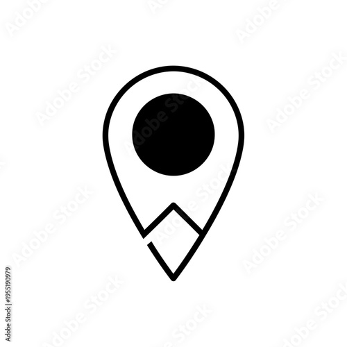 Black location pin icon symbol.