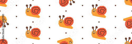 Seamless pattern insect with beetle snail and bug colorful. Colorful seamless pattern for children textile and decor.