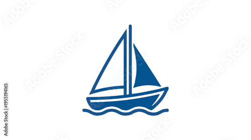 A simple, stylized blue icon of a sailboat on wavy water. The icon features a triangular sail and a hull, all in a solid blue color against a white background.