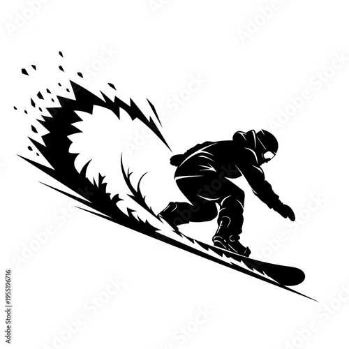 Snowboarder performs dynamic stunt on mountain slope